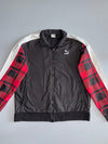 Puma Classics Black & Red Tartan Plaid Sleeve Track Jacket Size (L)