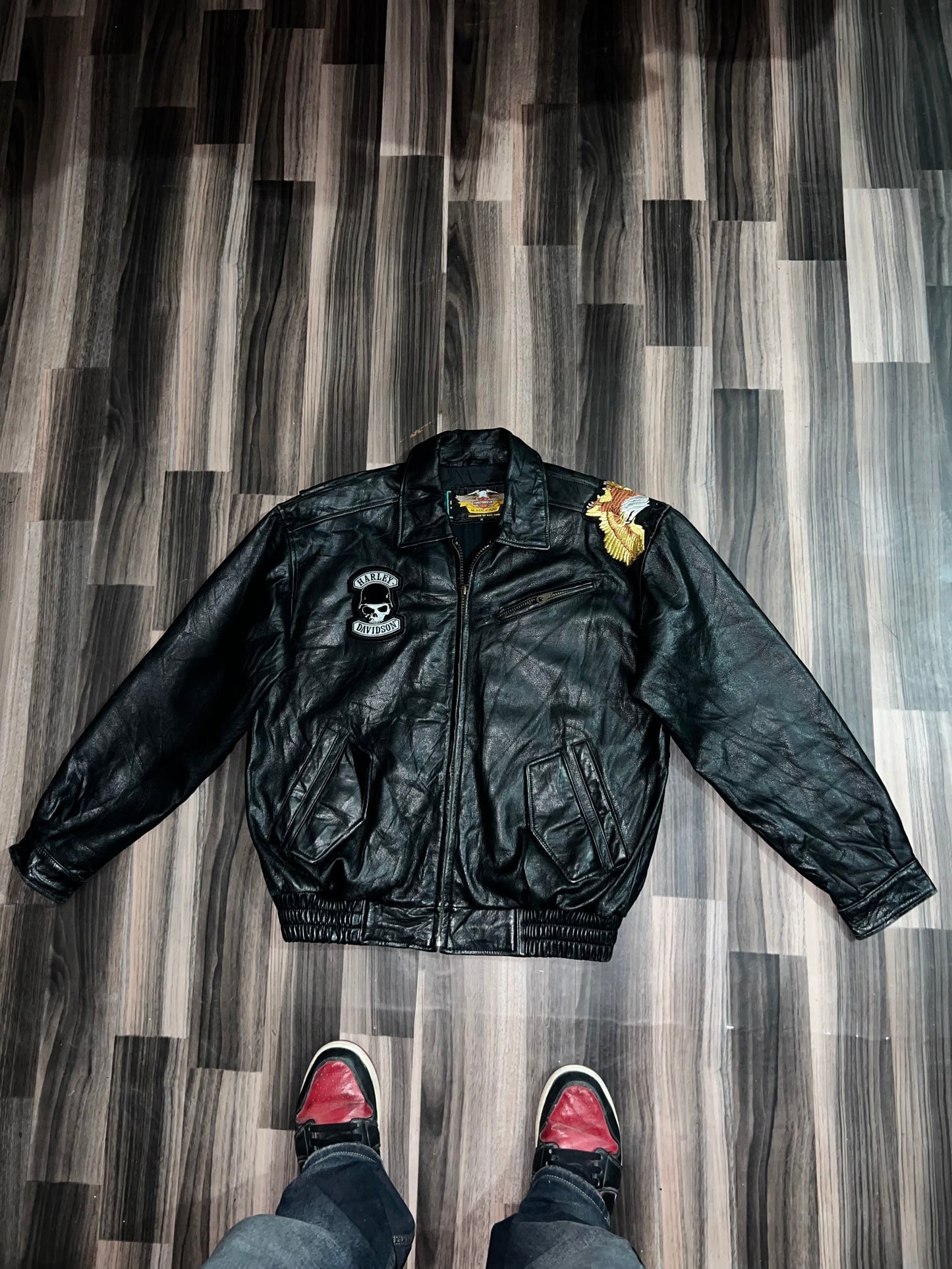 ZHarley Davidson Leather Jacket (RARE)  Og Leather (M/L)