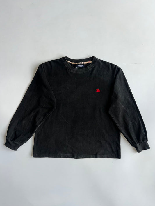 Burberry London Vintage Nova Check Collar Long Sleeve Tee (S)