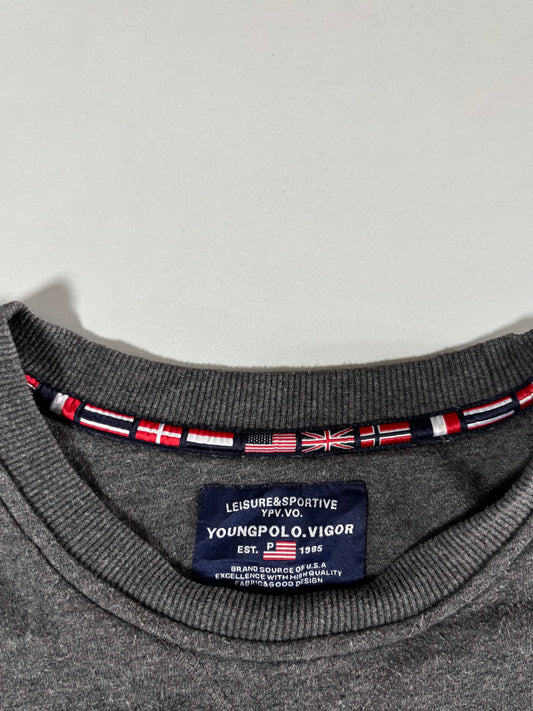 Youngpolo Vigor Colorblock Crewneck Sweatshirt  Grey/Black (XL)