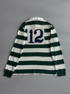 Polo Ralph Lauren Rugby Shirt Green & White Striped Long Sleeve Polo w/ Rose Embroidery, Men’s (XL)
