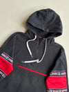 Champion Black & Red Half Zip Hoodie – Taped Sleeves – 1919 Patch – (S/M)