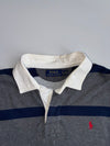 Polo Ralph Lauren Striped Rugby Shirt – Grey/Navy with White Collar (2Xl)