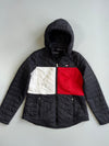 Tommy Hilfiger Sport Flag Colorblock Quilted Hooded Puffer Jacket Black Women (M)