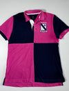Tommy Hilfiger Pink & Navy Colour Block Crest Polo T-Shirt – New York 85 – Slim Fit – (L)
