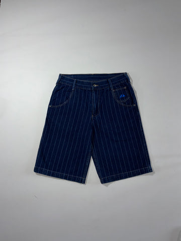 Majestic MLB Cooperstown Navy Pinstripe Denim Shorts (W:34) (L:25)