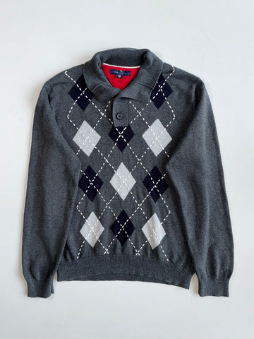 Tommy Hilfiger Argyle Knit Collared Sweater(XL)