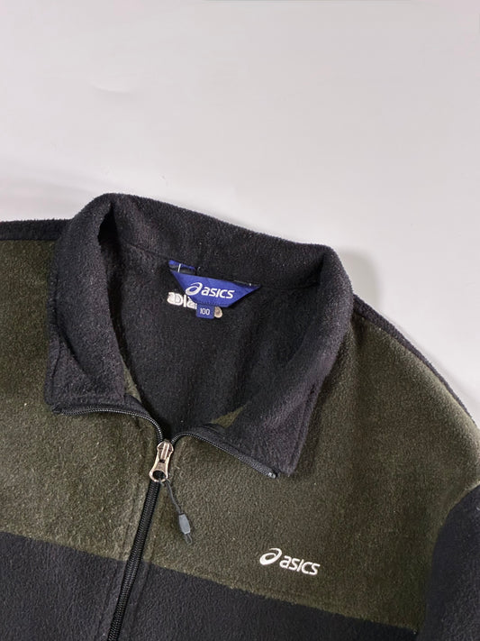 Asics Colorblock Full-Zip Fleece Jacket – Black/Olive (L)