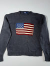 Vintage Polo Ralph Lauren American Flag Hand-Knit Sweater – (M)