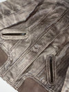 Review  Leather Moto Jacket – Grey/Taupe (XS)