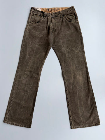 Vintage Levi’s-Style Denim Jeans | Faded Olive Brown Wash (W-36,L-48)