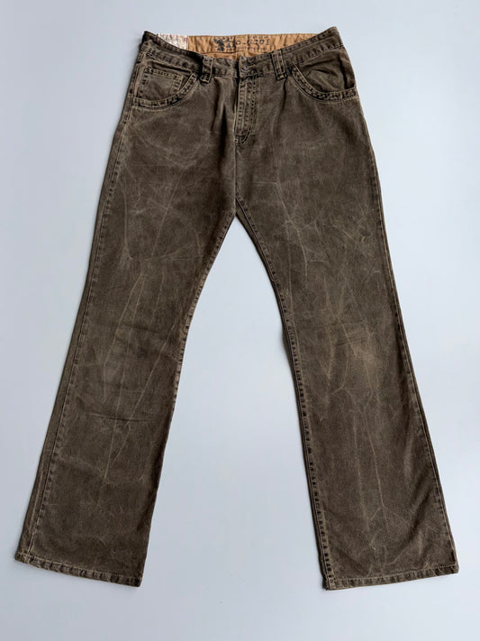 Vintage Levi’s-Style Denim Jeans | Faded Olive Brown Wash (W-36,L-48)
