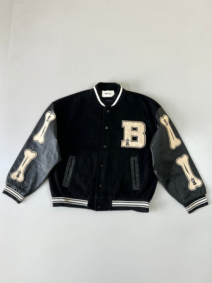 ZSuper Premium (RARE) Bones Varsity Jacket Original Leather Sleeves (M)