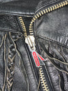 Fringe Rider Black Leather Moto Jacket (L)
