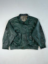 Vintage Rotary Group Dark Green Leather Oversized Bomber Jacket (XL/2XL)
