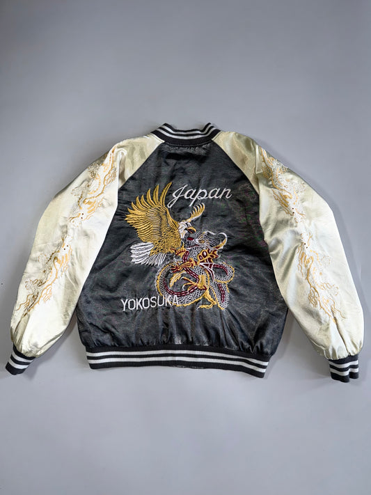 Vintage Japan Yokosuka Sukajan Jacket Eagle vs Dragon Embroidery (L)