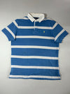 Polo Ralph Lauren Custom Fit Striped Rugby Polo - Blue/White (2XL)