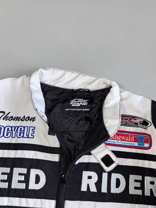 Fast Lane Speed Fighter 74 Street Equipment Racing Motorcycle Jacket Multi-Sponsor Patches (M)