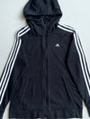 Vintage Adidas Black Three Stripe Zip-Up Hoodie (S)