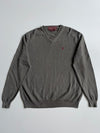 Vintage Marlboro Classics Olive Grey V-Neck Knit Sweater (M)