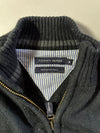 Tommy Hilfiger Navy Full-Zip Mock Neck Cotton Knit Sweater (XL)