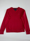 Tommy Hilfiger | Red Cotton Cashmere V-Neck Sweater | (XL)