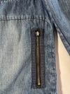 Y2K FUBU Jeans Collection Zip-Up Denim Moto Jacket (M)