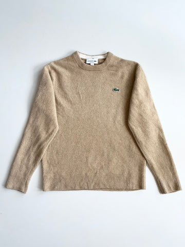 Lacoste Camel Beige Wool Blend Crewneck Sweater (S)