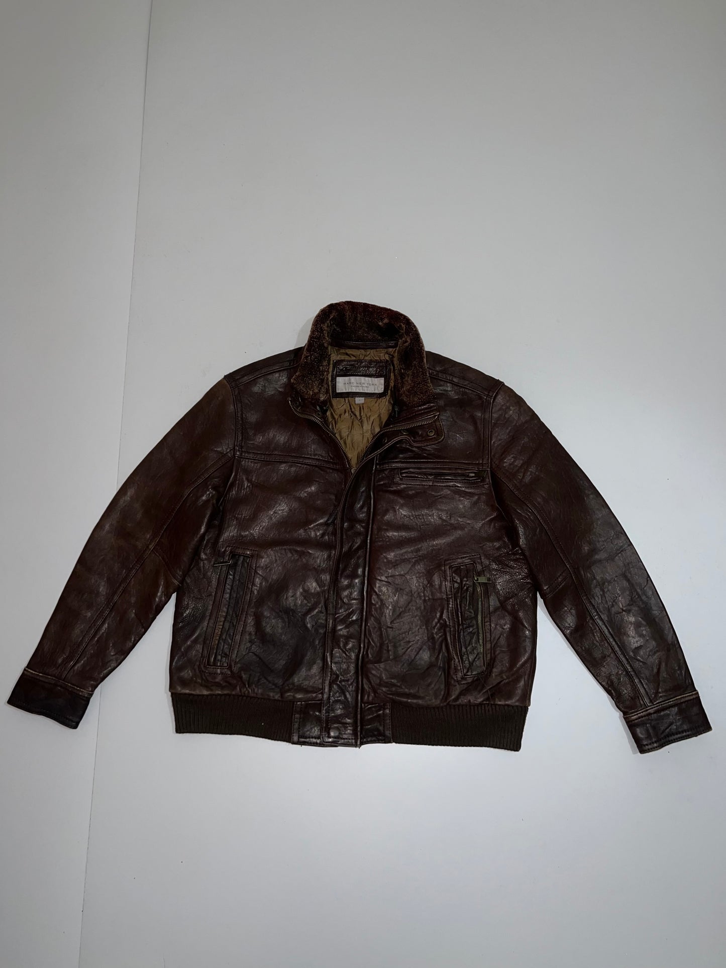 ZSuper Premium Marc New York Original Leather Jacket Heavy brown vintage (L)