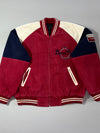 Born2Run "The Coming" Chenille Varsity Bomber Jacket – Red/Navy/Cream (XL)