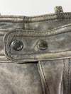 Echtes Leder Distressed Leather Side Lace-Up Biker Pants – Vintage Grey (W:32) (L:42)