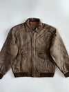Vintage m Brown Leather Bomber Jacket with Western Frontier Map Lining Jacket (XL)