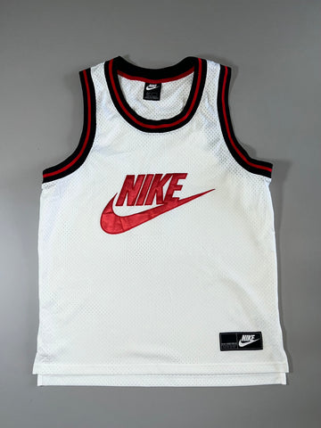 Nike Sportswear Mesh Basketball Jersey – White/Red/Black, Large (XL)