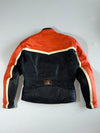 Daly Orange & Black Checkered Cafe Racer Leather Jacket (M)