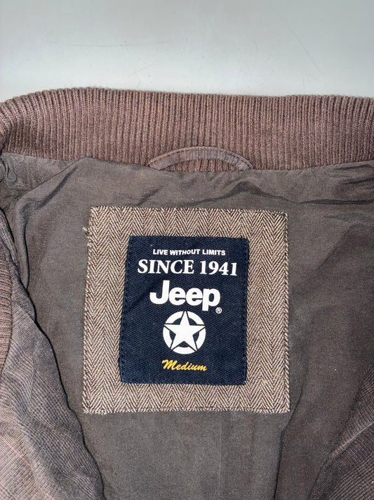 Jeep Washed Brown Utility Jacket – Ribbed Collar, Flap Pockets (L)