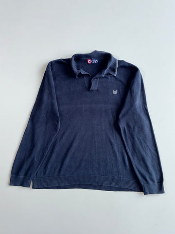 Chaps Navy Quarter-Placket Polo Sweater(2XL)