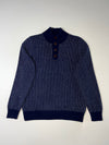 Brooks Brothers Red Fleece Navy Birdseye Knit Button Mock Neck Sweater (S)