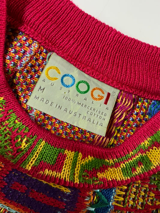 Vintage 90s COOGI Australia “FREE” 3D Graphic Pure Wool Knit Sweater – Made in Australia (XS)