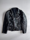 Vintage | Black Leather Belted Biker Jacket (M)