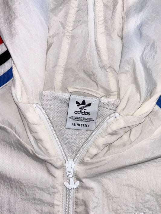 Adidas Originals Primegreen Windbreaker White Tri-Stripe Trefoil Hooded Oversized(M)