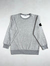 Stone Island Grey Melange Crewneck Sweatshirt with Compass Badge (S)