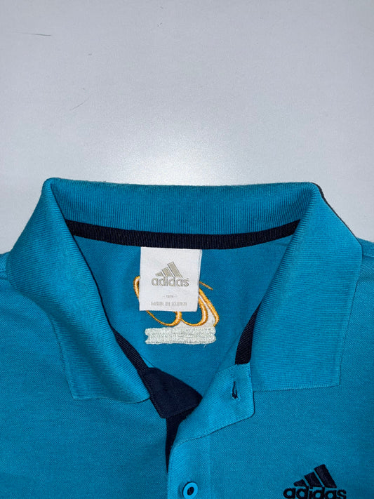Adidas SE Long Sleeve Polo Shirt — Cyan Blue (M)