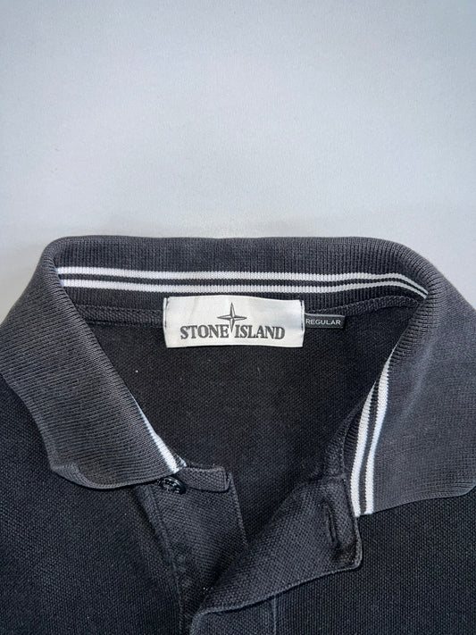 Stone Island Compass Patch Long Sleeve Polo Shirt (M)