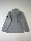 The North Face Grey Sherpa Fleece Jacket – “Never Stop Exploring” Patch (S)