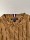 Tommy Hilfiger Cable Knit Crewneck Sweater – Camel Brown (XL)