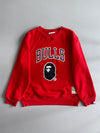 Bape x Mitchell & Ness Chicago Bulls Crewneck  Red, NBA Hardwood Classics (L)