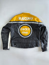 Lucky One by Makson | Patch Graphics Racing | Leather Moto Jacket (Paded)(XL)
