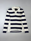 Tommy Hilfiger Women's Cream & Navy Rugby Stripe Long Sleeve Polo – (XS)