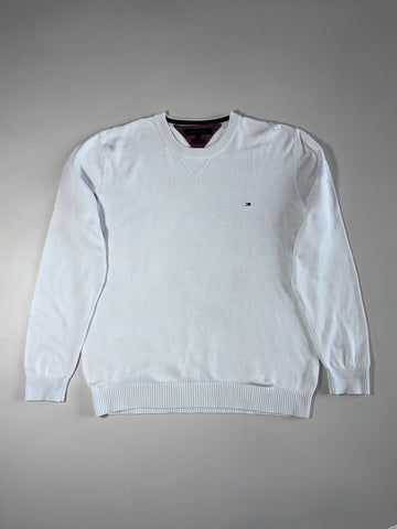 Tommy Hilfiger | White Premium Cotton Crew Neck Knit | (2XL)