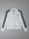 Adidas White Track Jacket – Full-Zip, Black 3-Stripes (S)